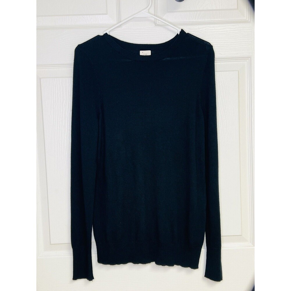 A New Day Women's Sweater Crewneck Fine Gauge Long Sleeve Black Size Medium M - Picture 1 of 6